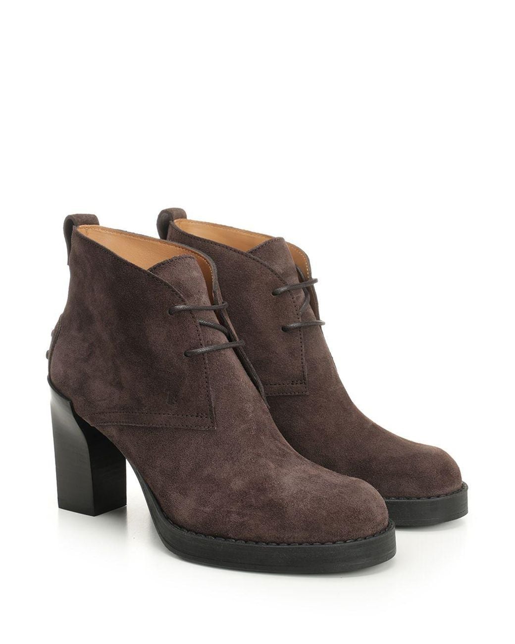 Tod's Brown Round-Toe Lace-Up Ankle Boots