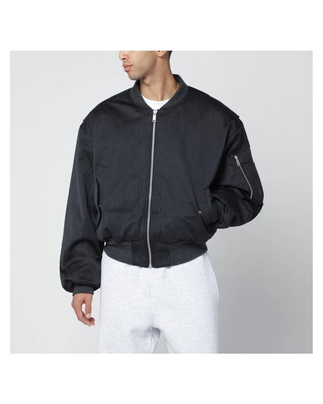 Entire studios Black Zip-Up Bomber Jacket for men
