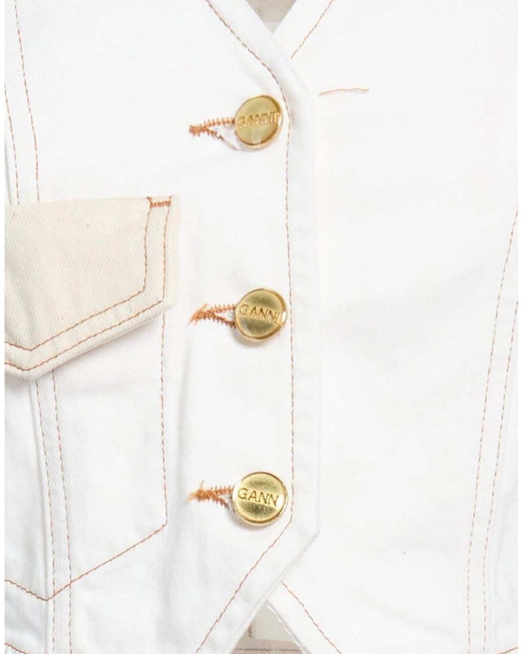 Ganni White Solid-Color Denim Sleeveless Top