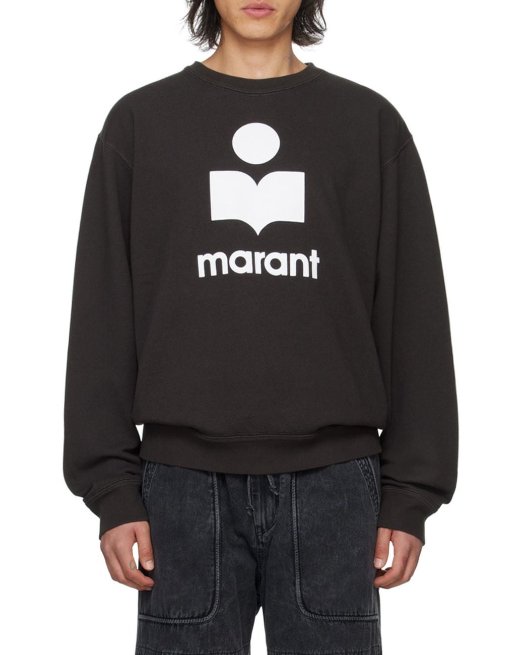 Isabel Marant Black Long-Sleeved Crewneck Sweatshirt for men