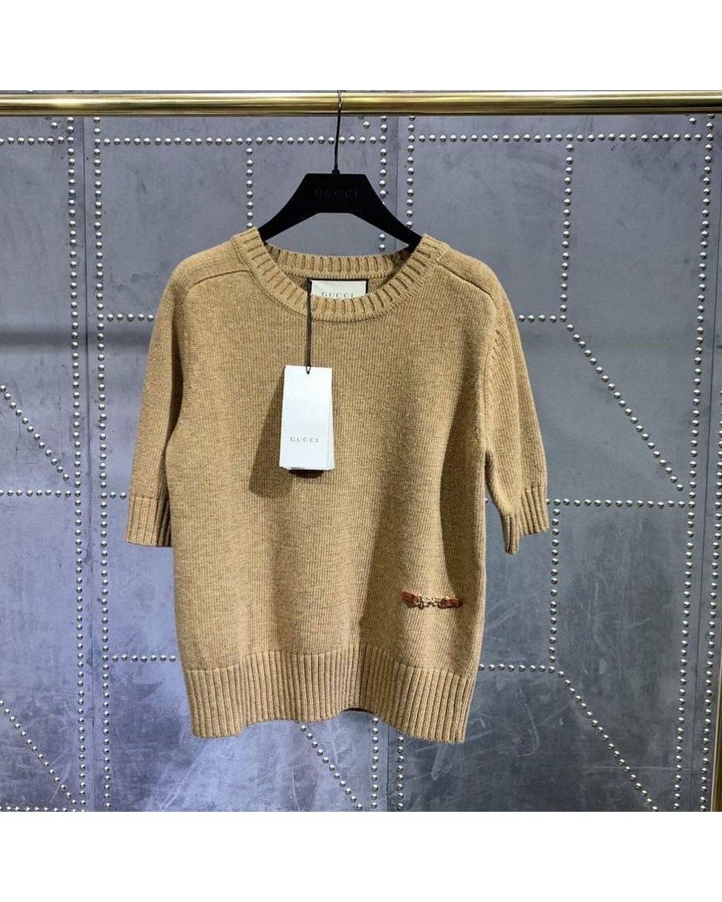 Gucci Natural Cashmere Top With Horsebit