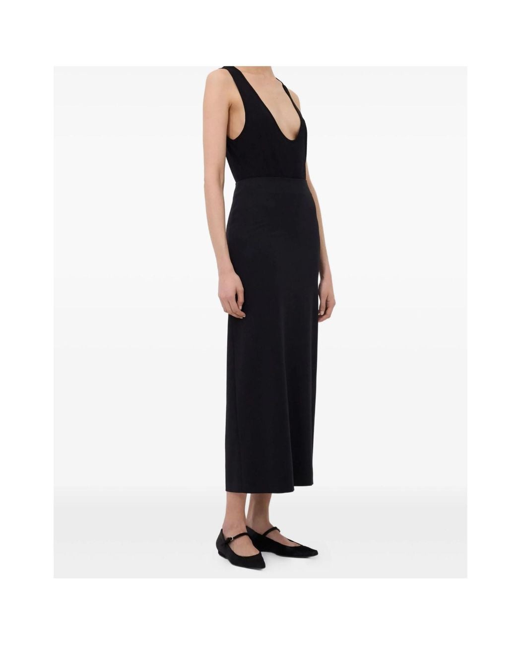 Loulou de Saison Black Straight-Fit Skirt With A Back Slit