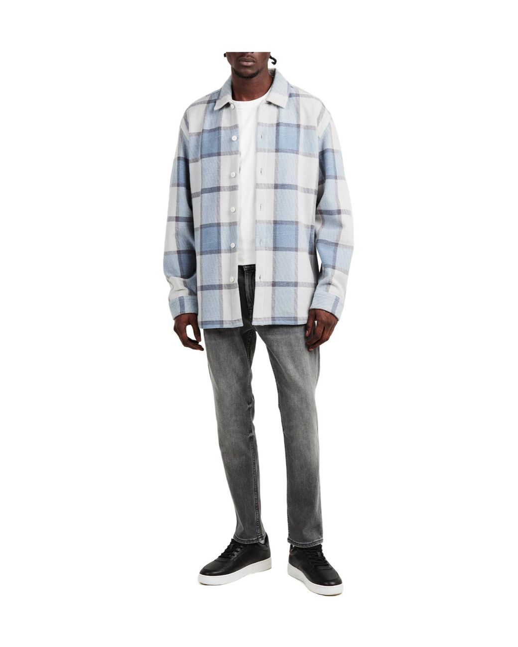 Boss Blue Color-Blocked Plaid Jacket for men