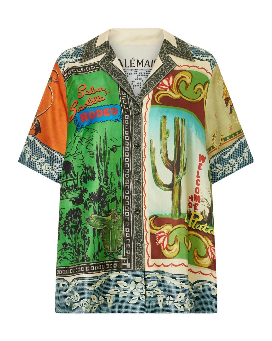 ALÉMAIS Green Printed Silk-Twill Shirt