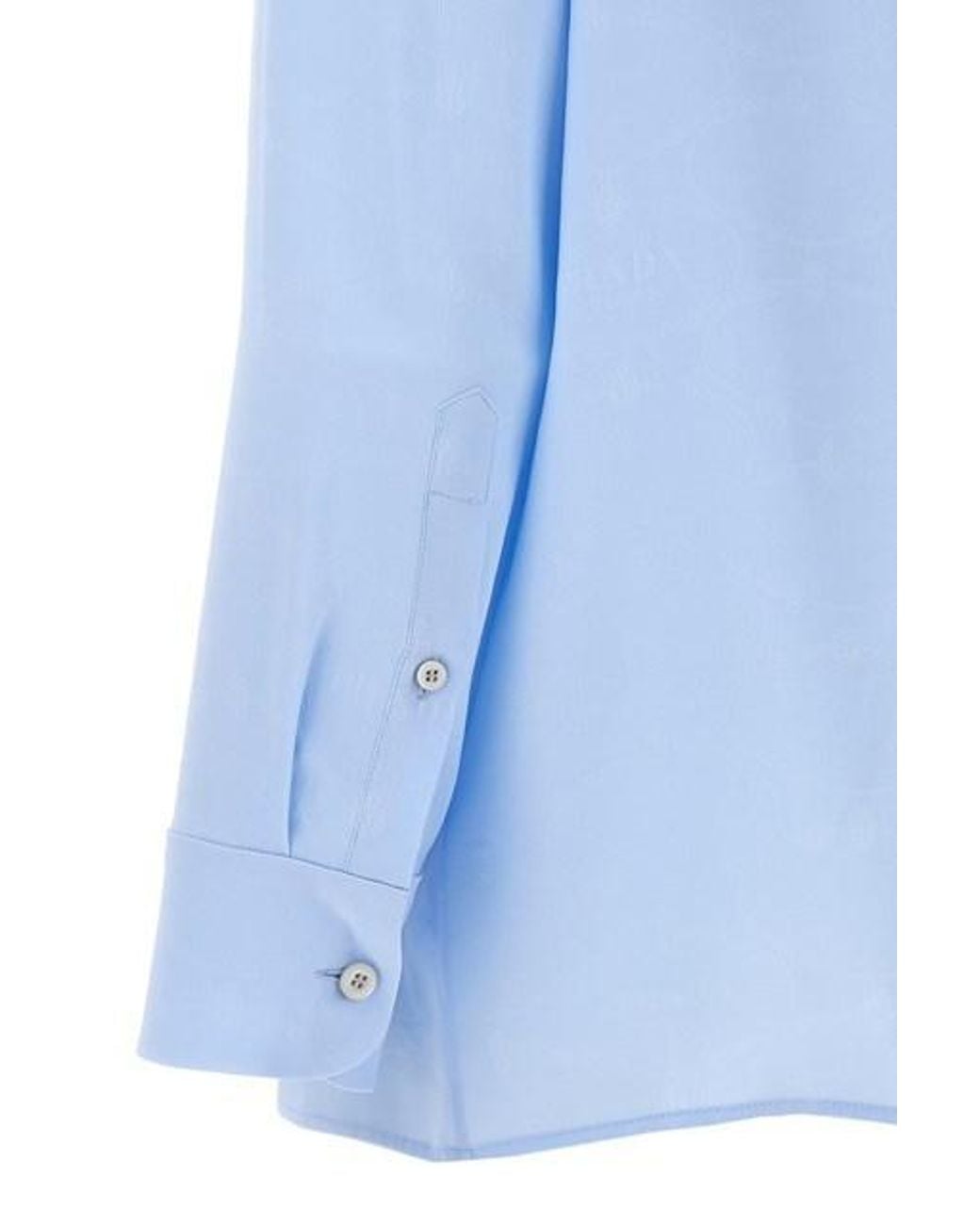 Prada Blue Jacquard Crepe De Chine Blouse
