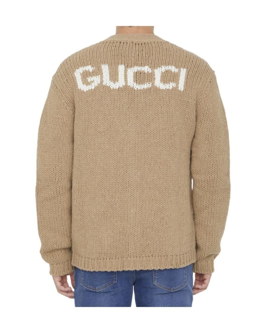Gucci Brown V-Neck Long-Sleeved Cardigan for men