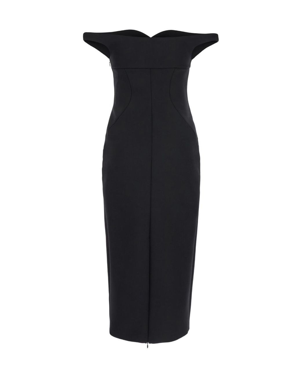 Philosophy Di Lorenzo Serafini Black Elegant Off-Shoulder Sheath Dress With Sweetheart Neckline