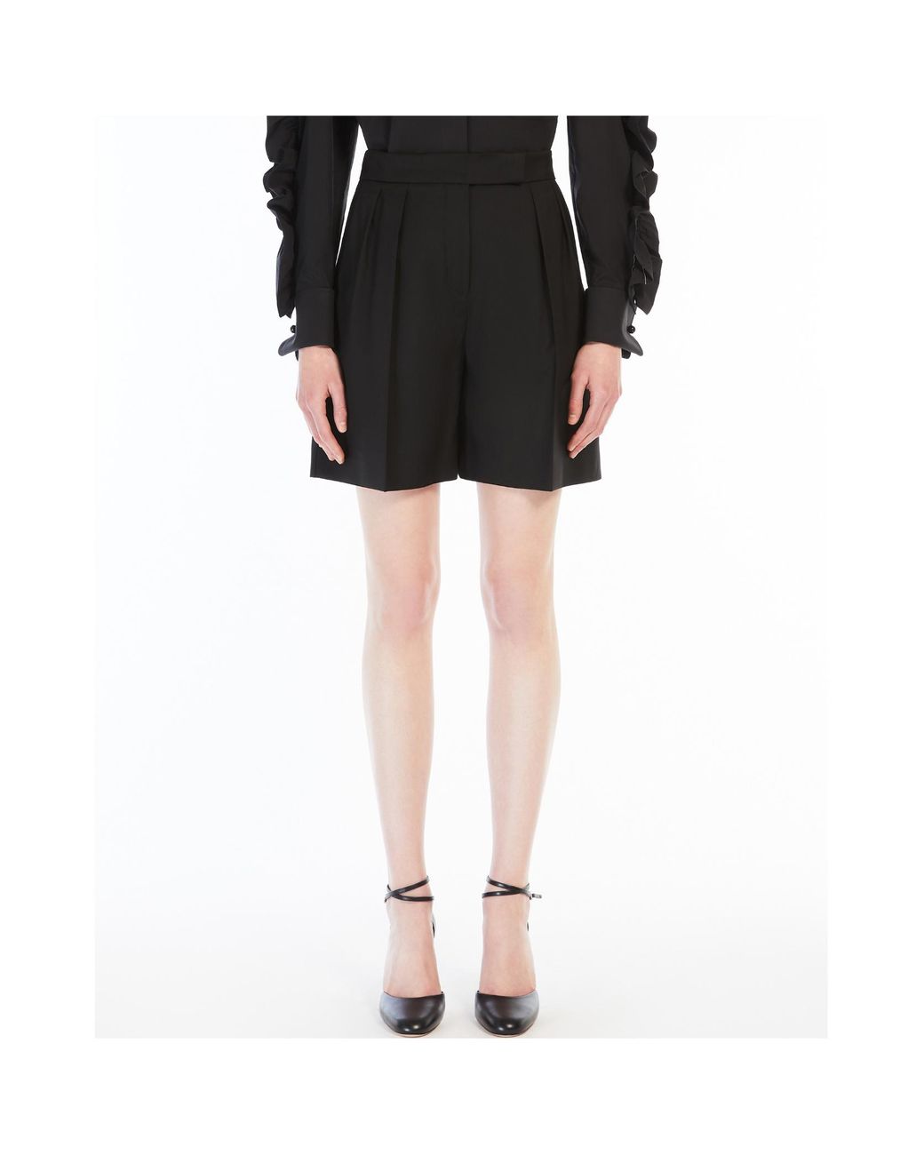 Max Mara Black Jessica Pleat Detailed Shorts