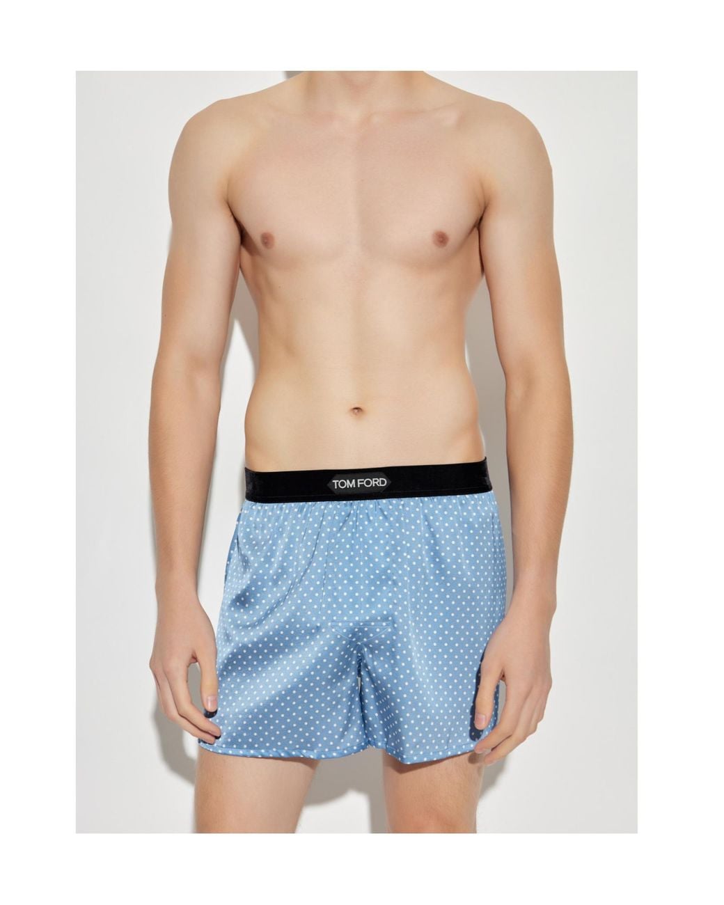 Tom Ford Blue Polka-Dot Pattern Silk Boxers for men
