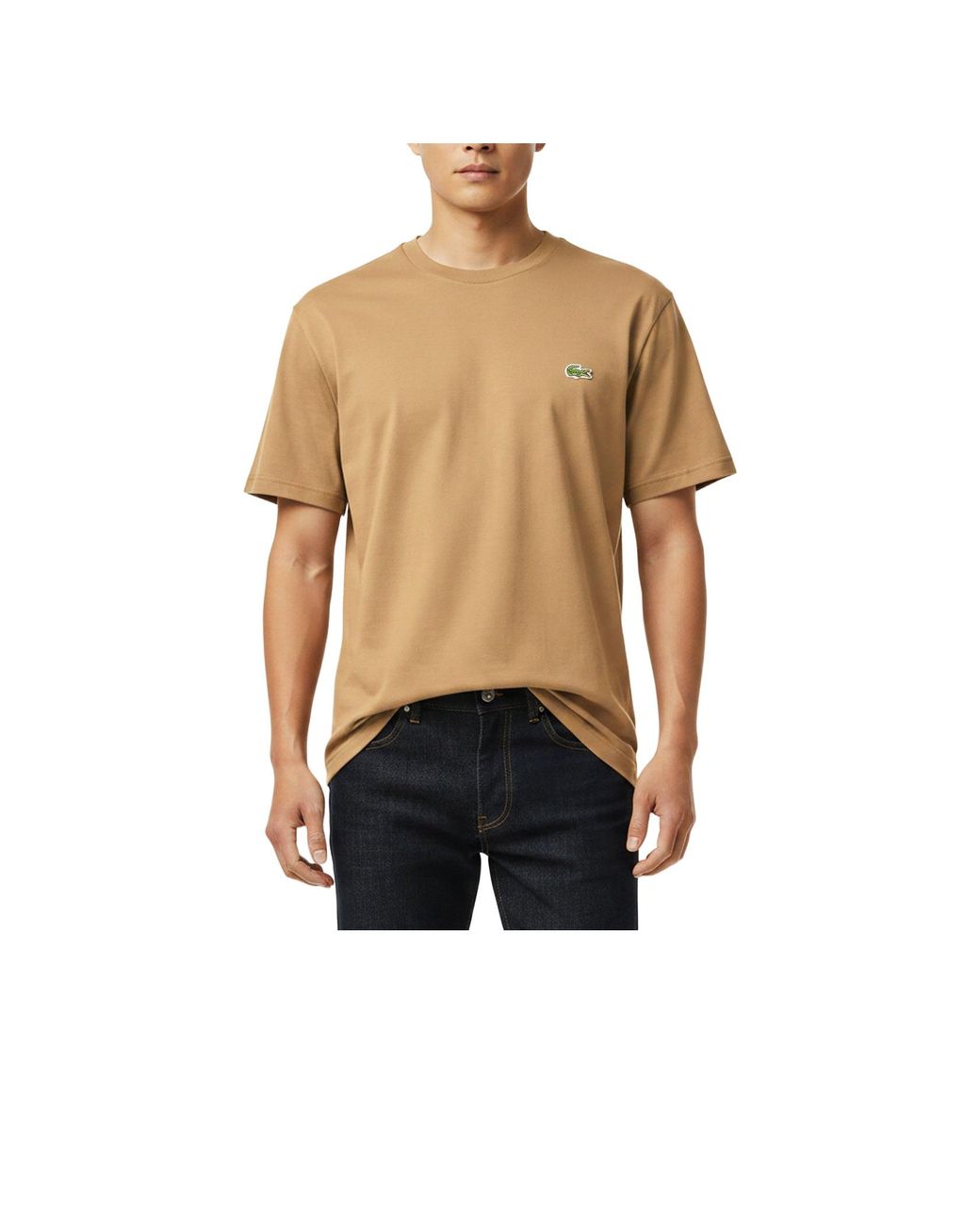 Lacoste Natural Cotton Tshirt With Crocodile Logo for men