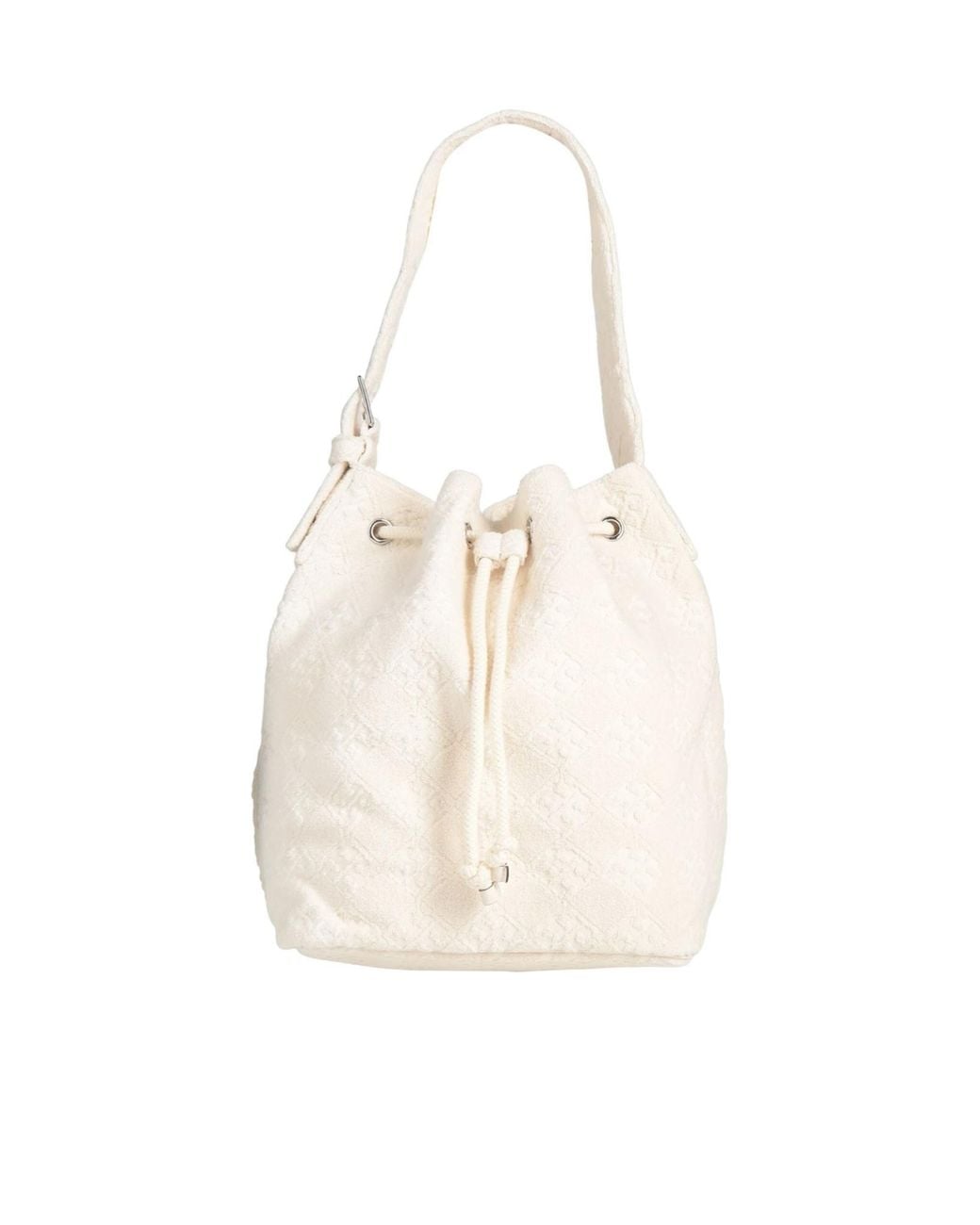 Tory Burch White Medium Solid-Color Bucket Bag