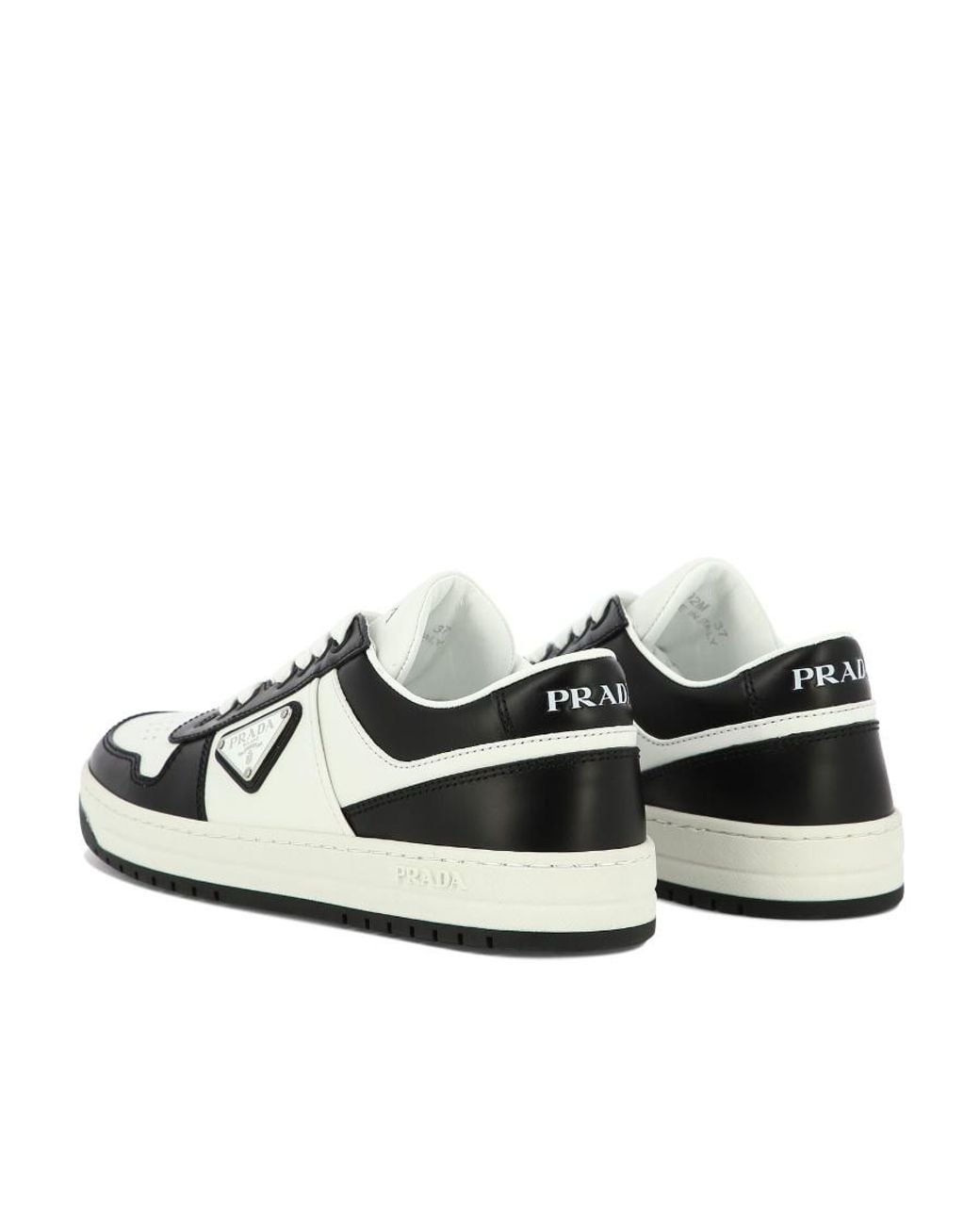 Prada White Downtown Brand-Plaque Leather Low-Top Trainers