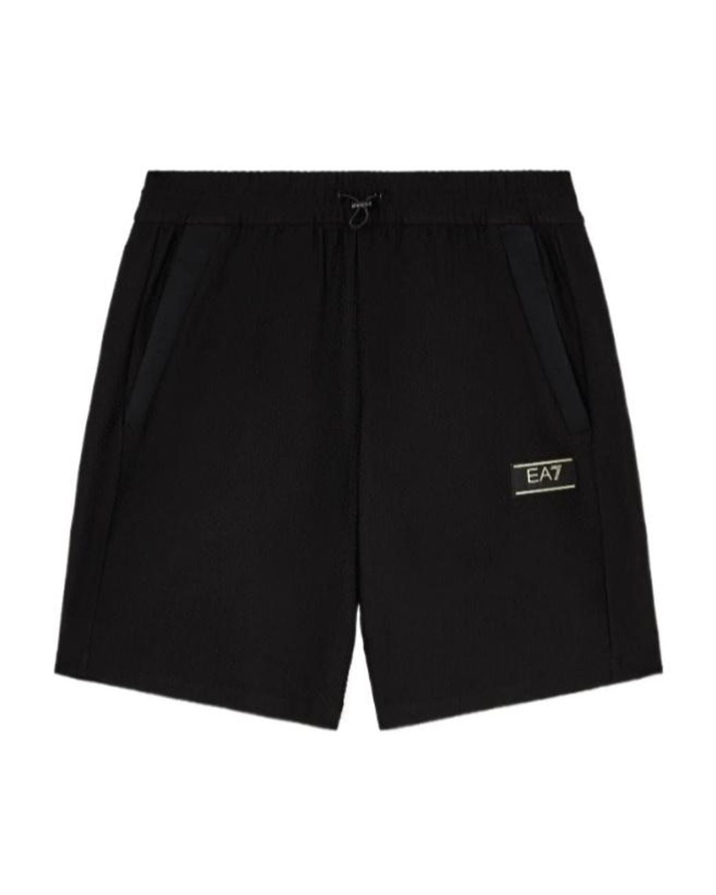 EA7 Black Logo Shorts for men