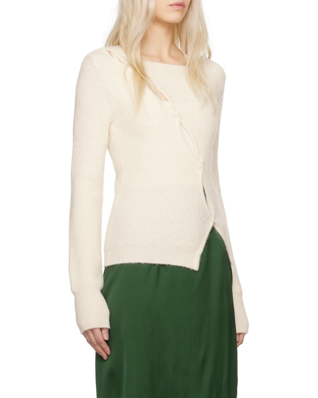 Jacquemus Green La Maille Pau Long-Sleeved Knitted Cardigan
