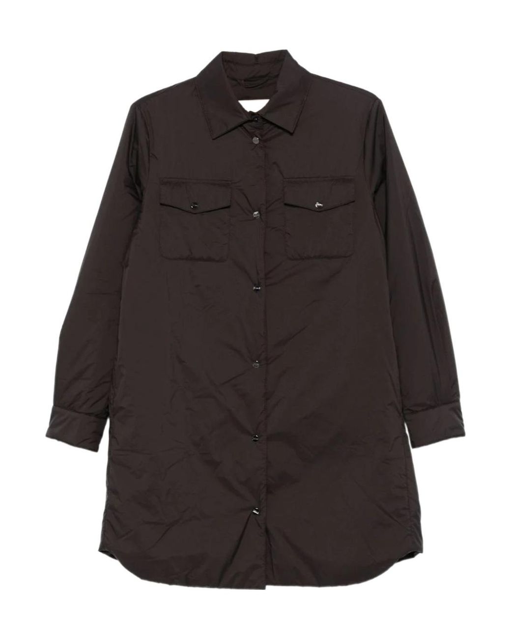 Herno Black Button-Down Flap-Pocket Shirt Coat