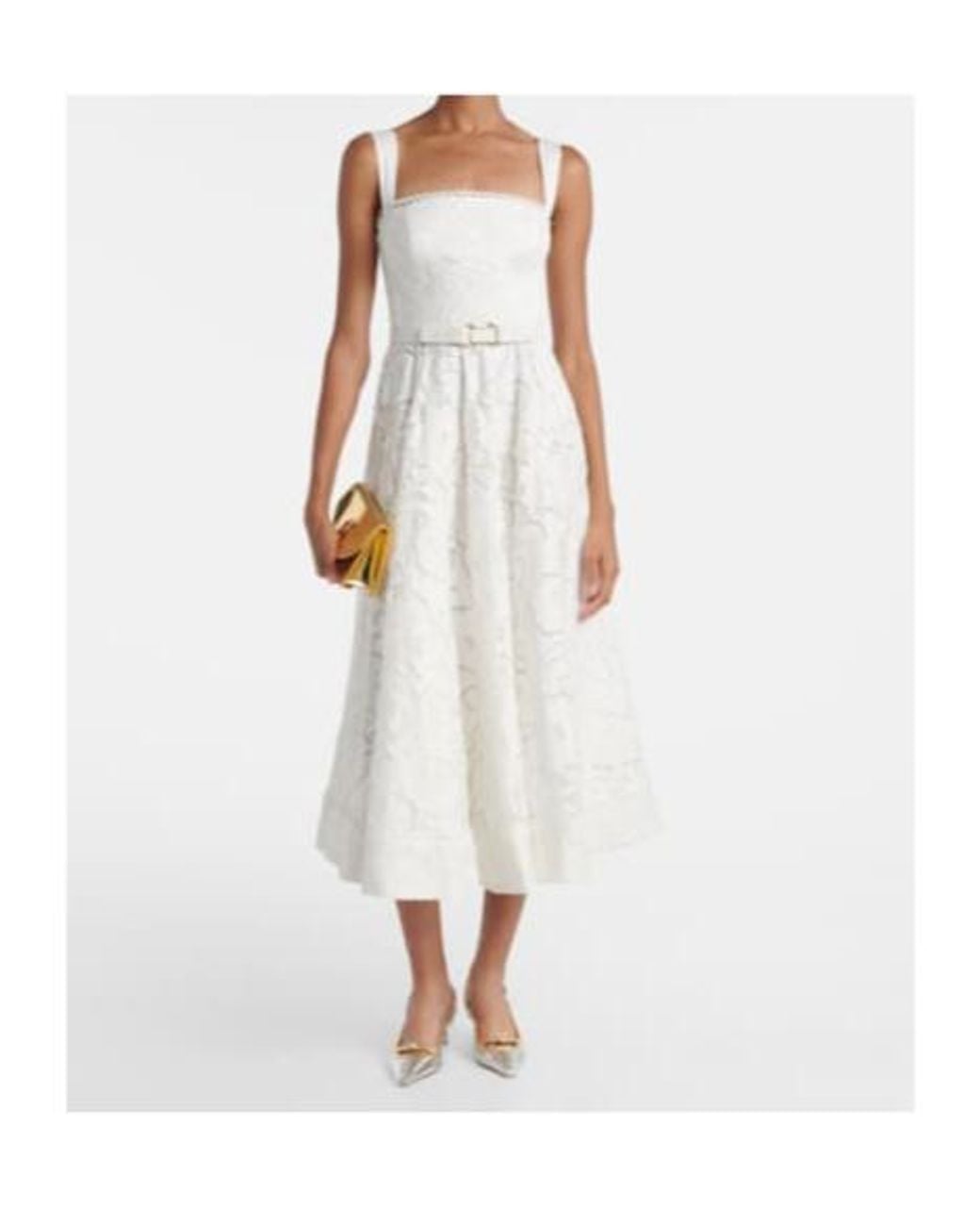 Rebecca Vallance White Ginger Floral Lace Midi Dress