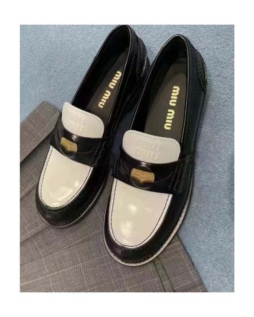 Miu Miu Black Leather Penny Loafers