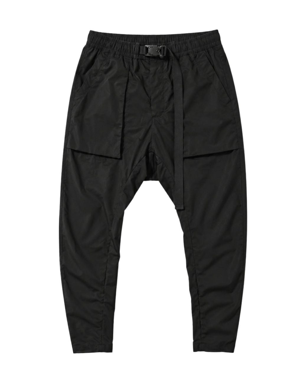 Thom Krom Black Buckle-Fastening Drop-Crotch Trousers for men