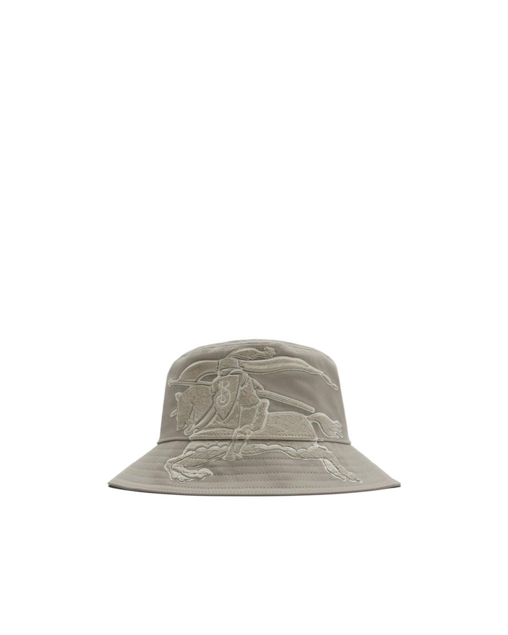Burberry Gray Equestrian Knight-Embroidered Bucket Hat for men