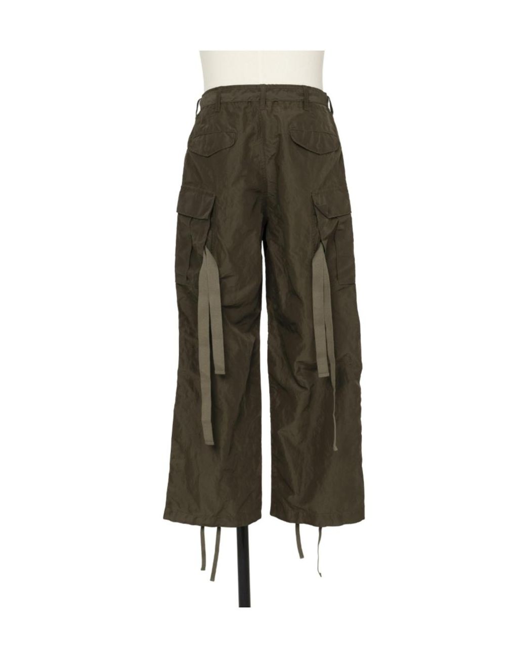 Sacai Green Belted Straight-Leg Patns for men