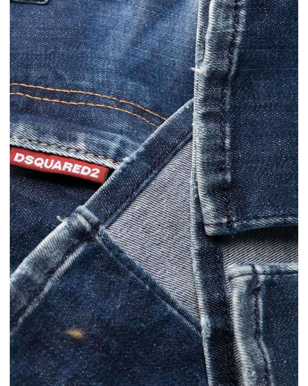 DSquared² Blue Distressed Split Cuffs Trumpet Bootcut Jeans