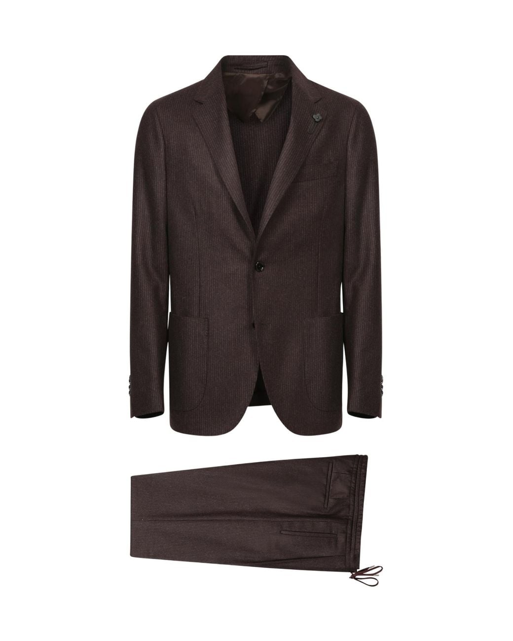 Lardini Black Single Breasted Striped Two-Piece Suit for men