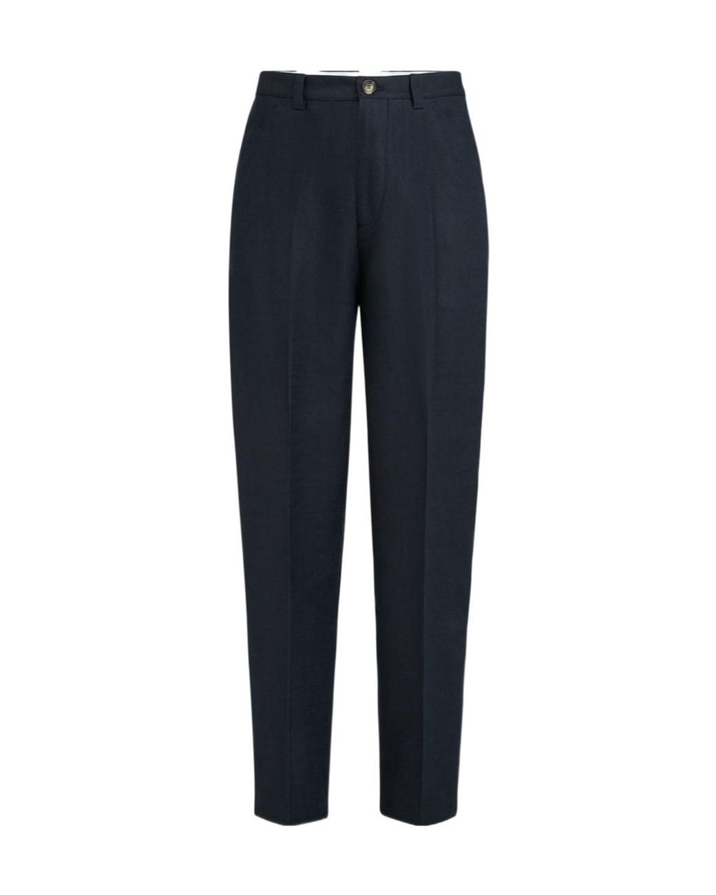 Brunello Cucinelli Blue Cotton-Linen Panama Trousers for men