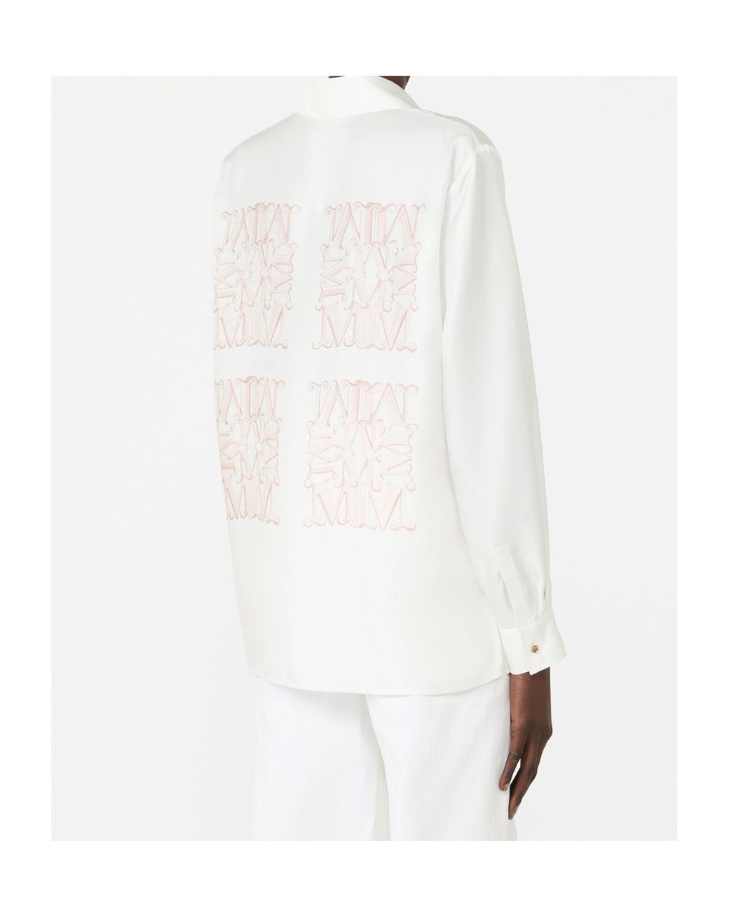 Max Mara White Filtro Logo Printed Button-Up Shirt