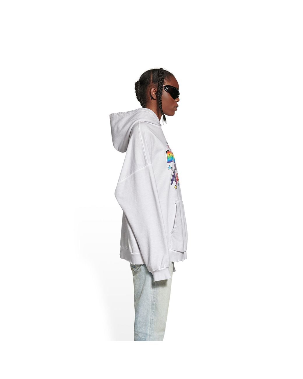 Balenciaga Gray Graphic Printed Long-Sleeved Hoodie