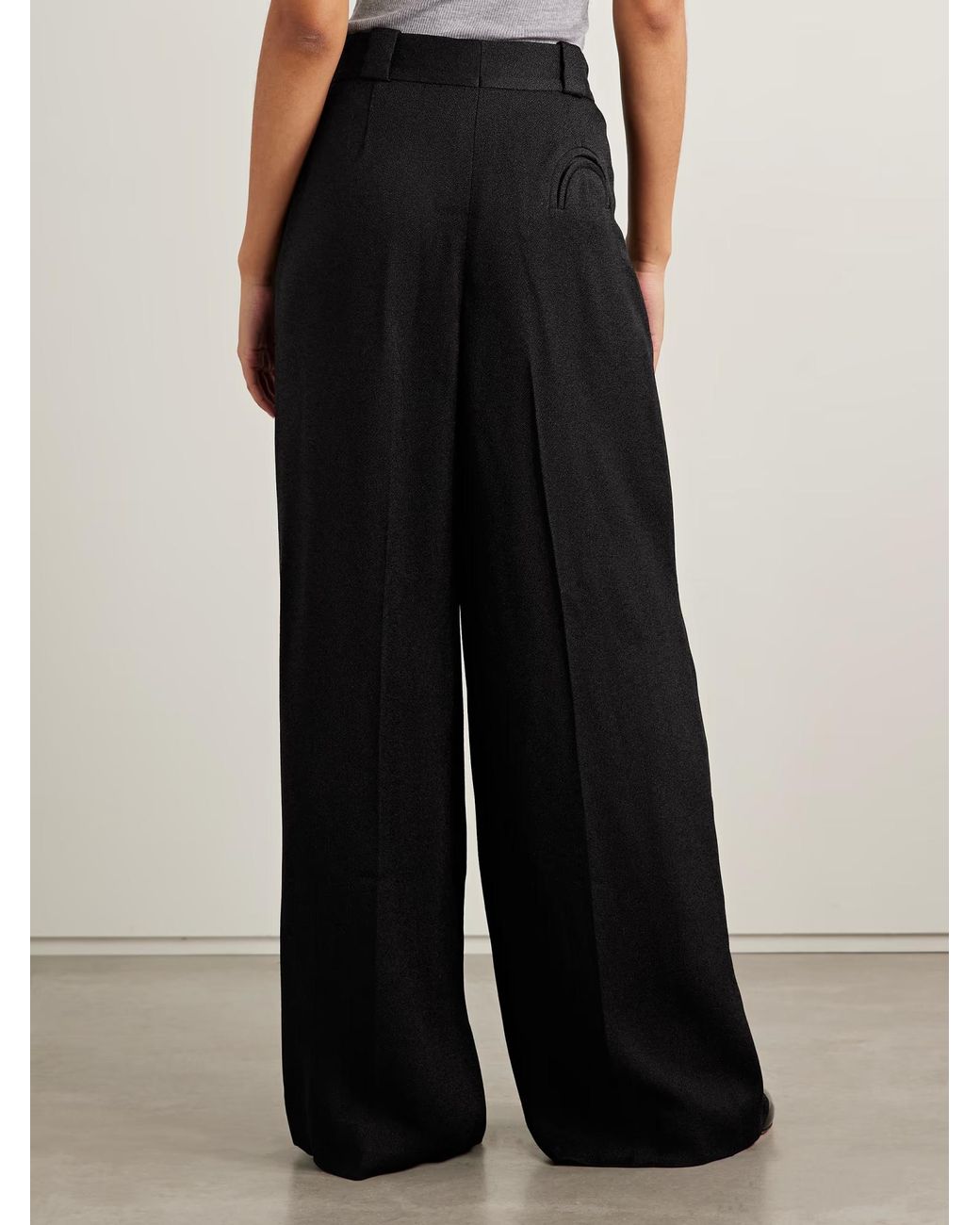 Blazé Milano Black Husi Pleated Crepe Straight-Leg Pants