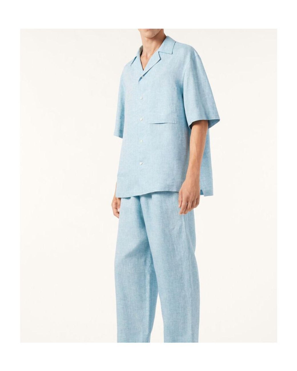 Loro Piana Blue Short-Sleeved Shirt for men