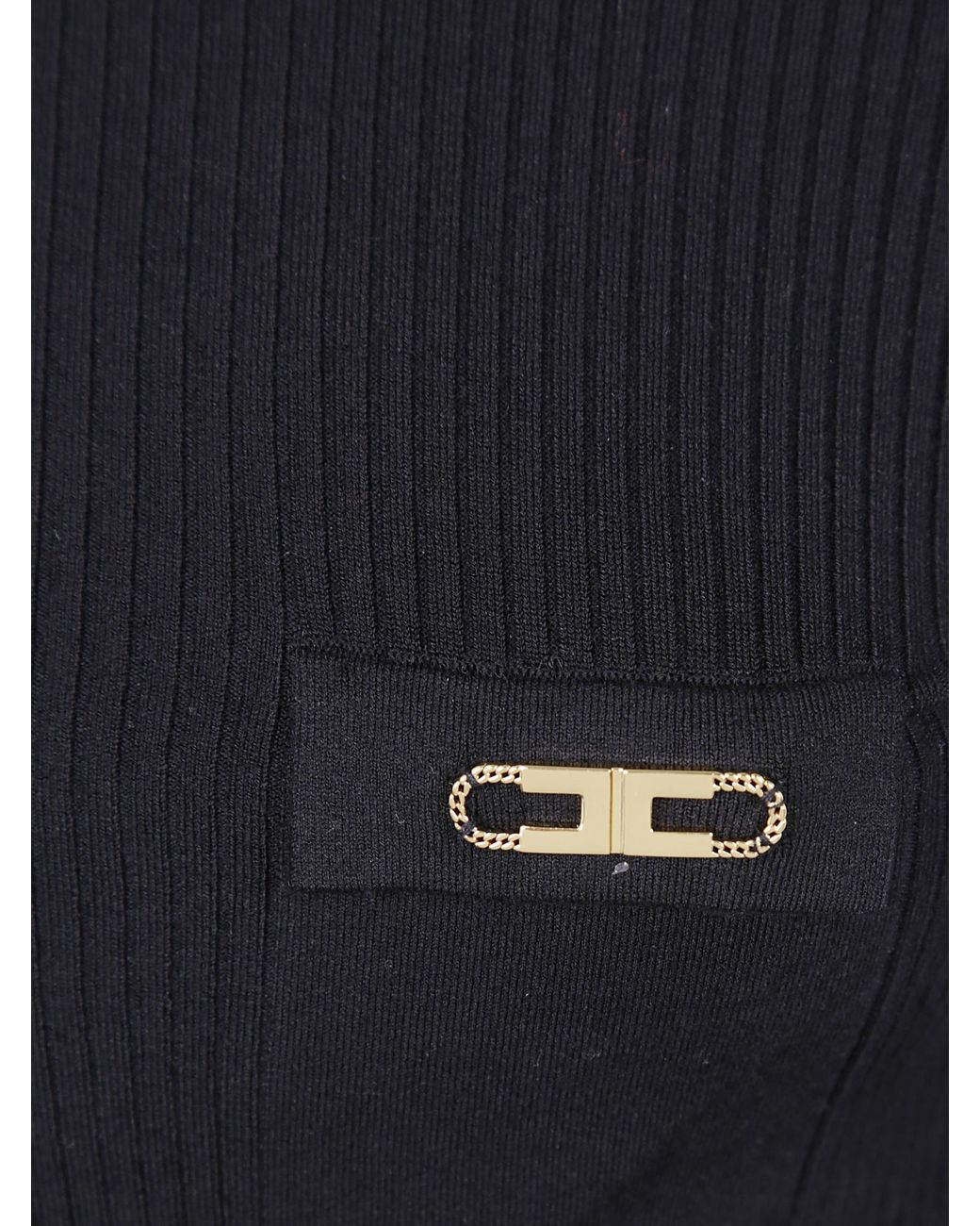 Elisabetta Franchi Black Turtleneck Long-Sleeved Dress