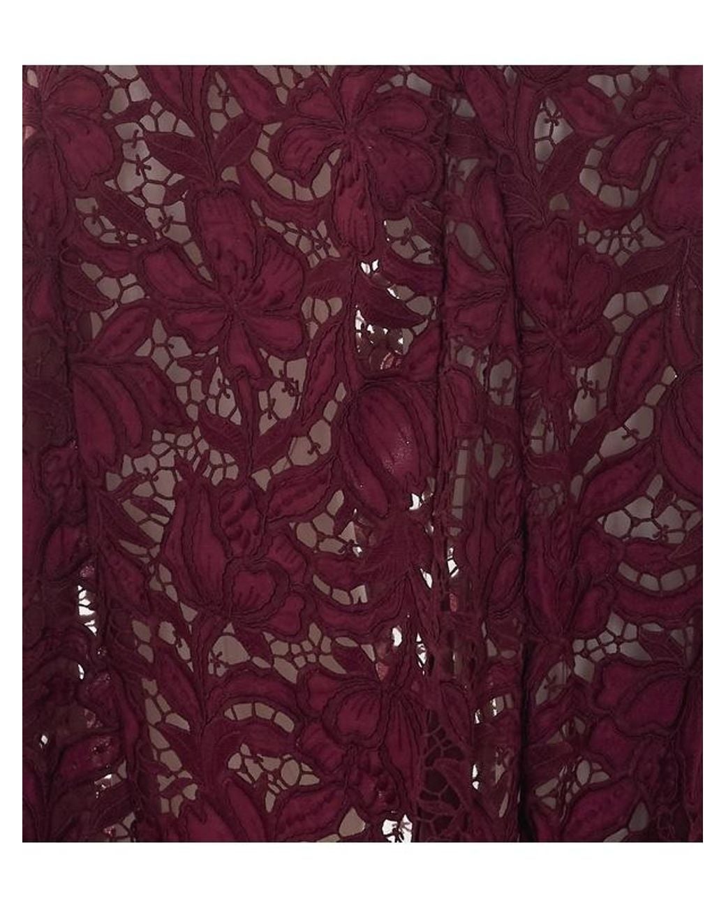 Self-Portrait Purple Floral Lace Belted Midi Dress