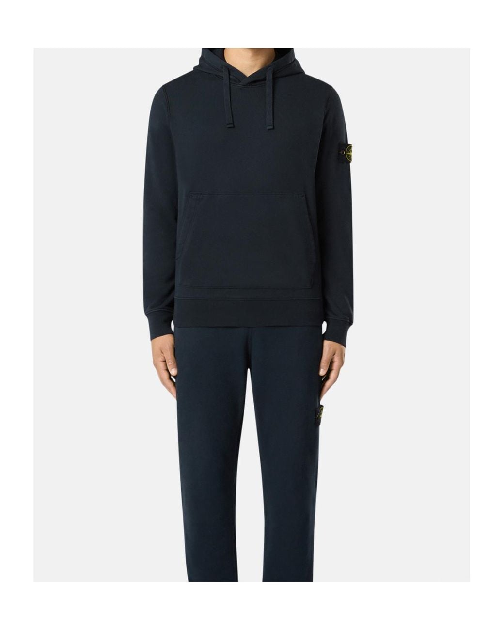 Stone Island Blue Logo Patch Drawstring Hoodie for men