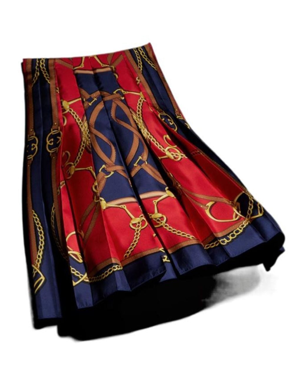 Gucci Red Printed Silk Twill Midi Skirt