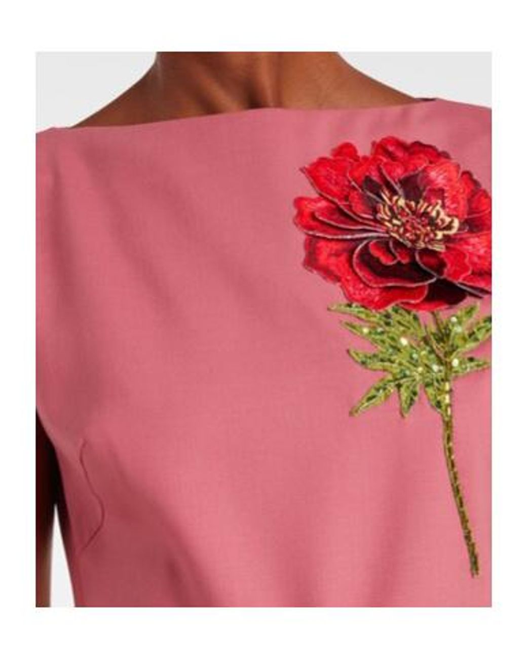 Oscar de la Renta Pink Floral-Appliqué Maxi Dress