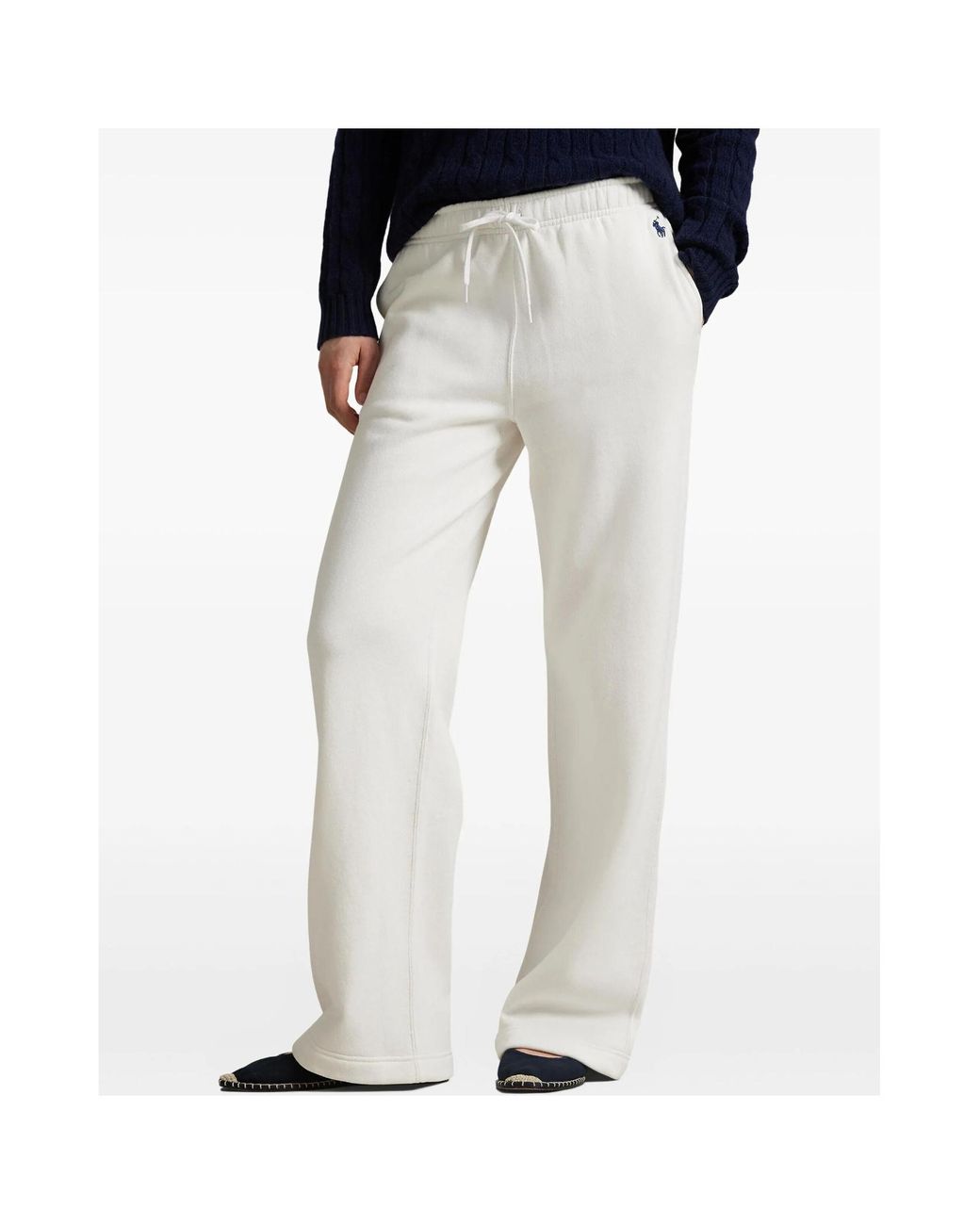Polo Ralph Lauren White Logo Embroidered Drawstring Pants