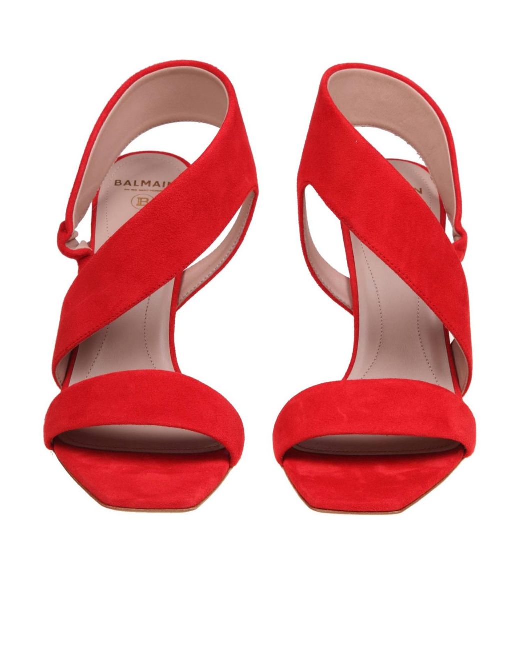 Balmain Red Logo Engraved Heeled Sandals