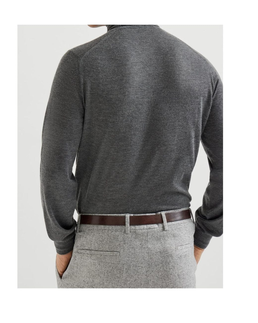 Brunello Cucinelli Gray Roll-Neck Long Sleeved Top for men