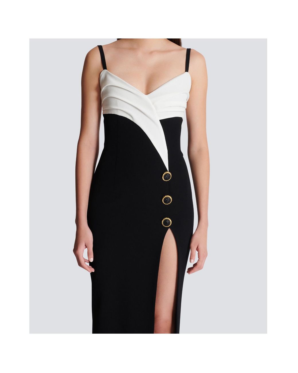 Balmain Black Crepe Two-Tone Maxi Dress