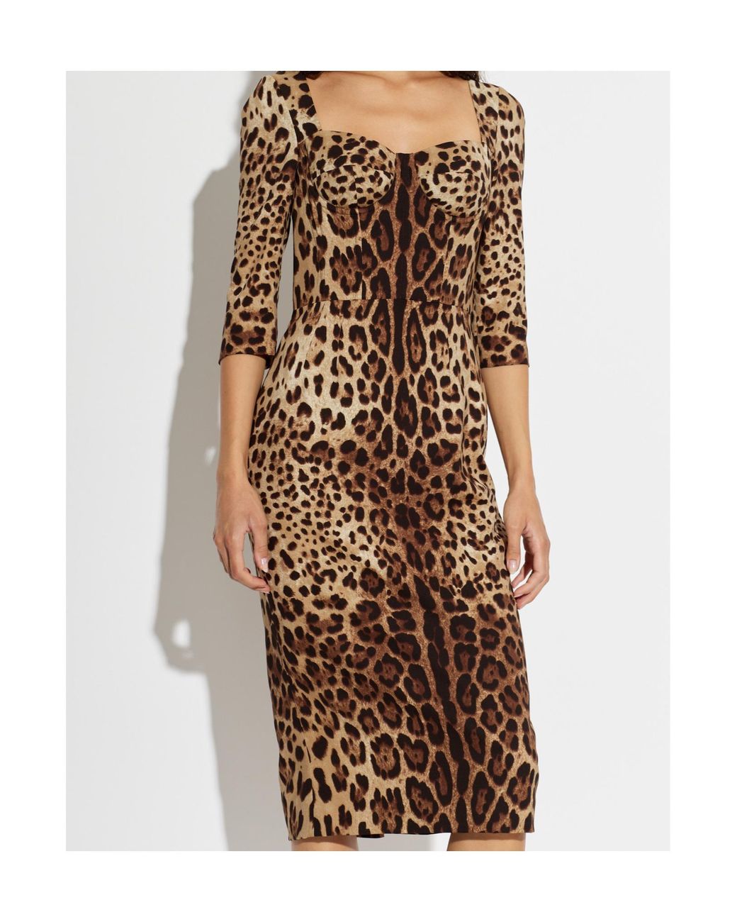Dolce & Gabbana Natural Fitted Animal-Print Dress
