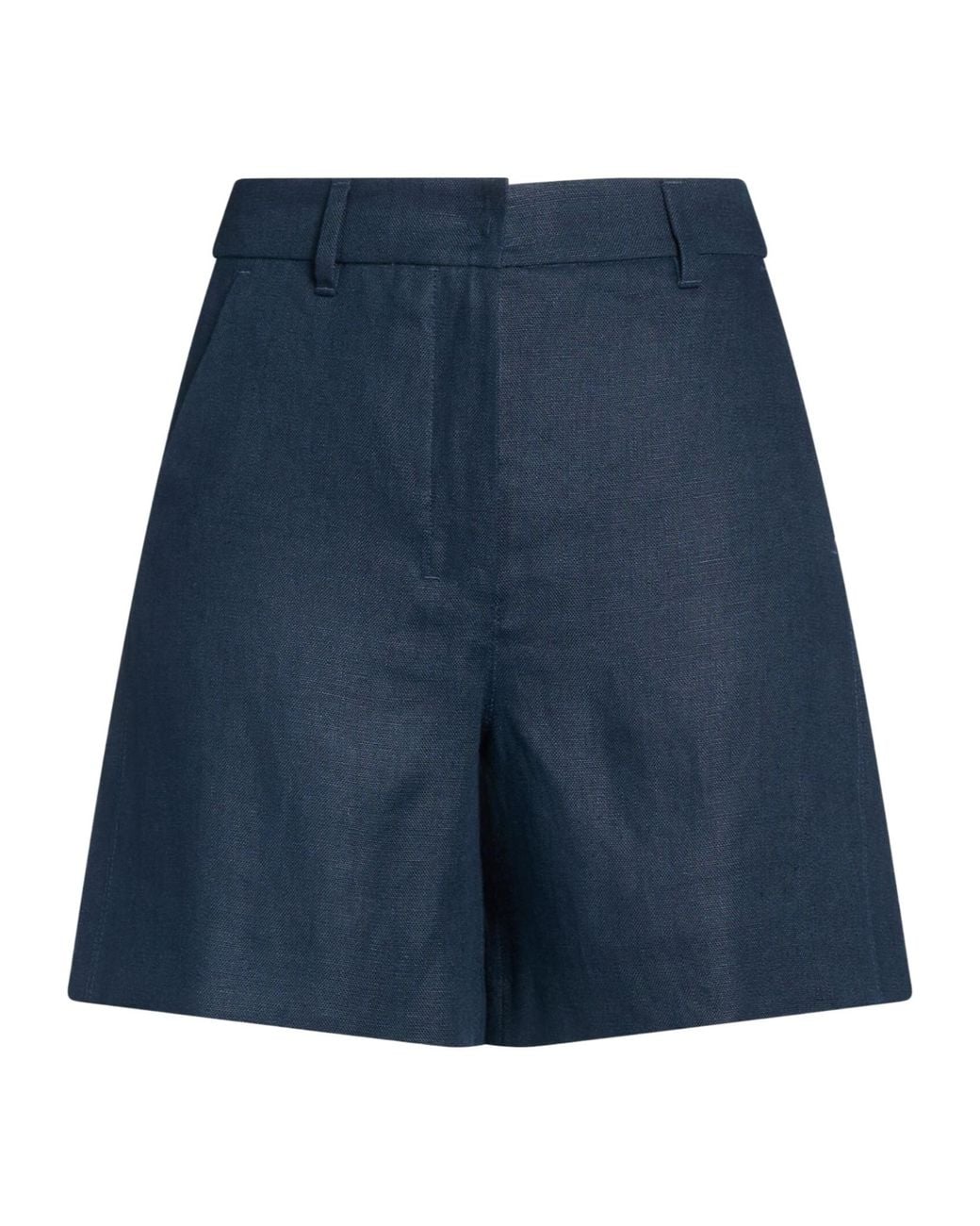 Max Mara Blue Solid-Colored Linen Shorts