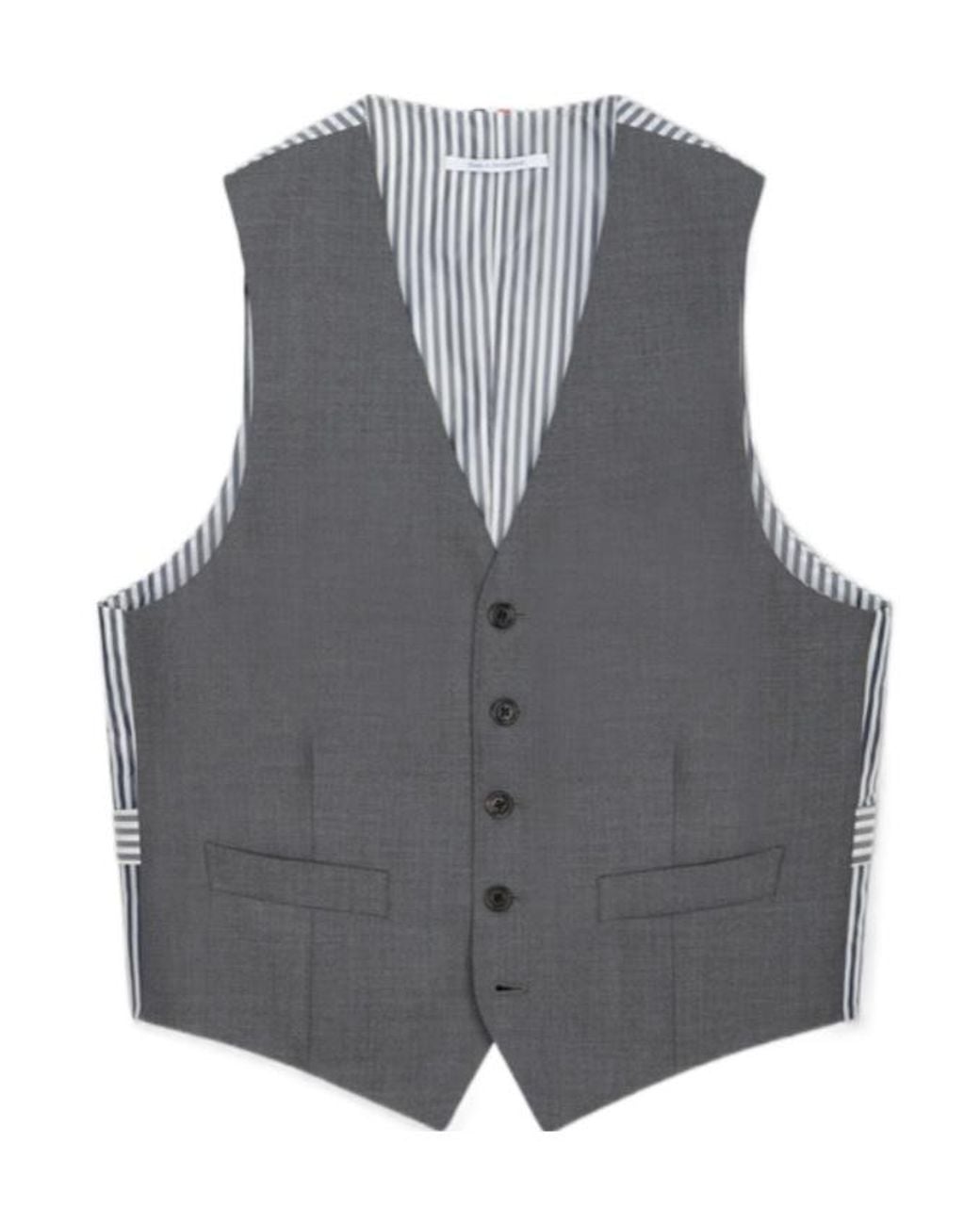 Thom Browne Gray Super 120's Twill 5-Button Vest for men