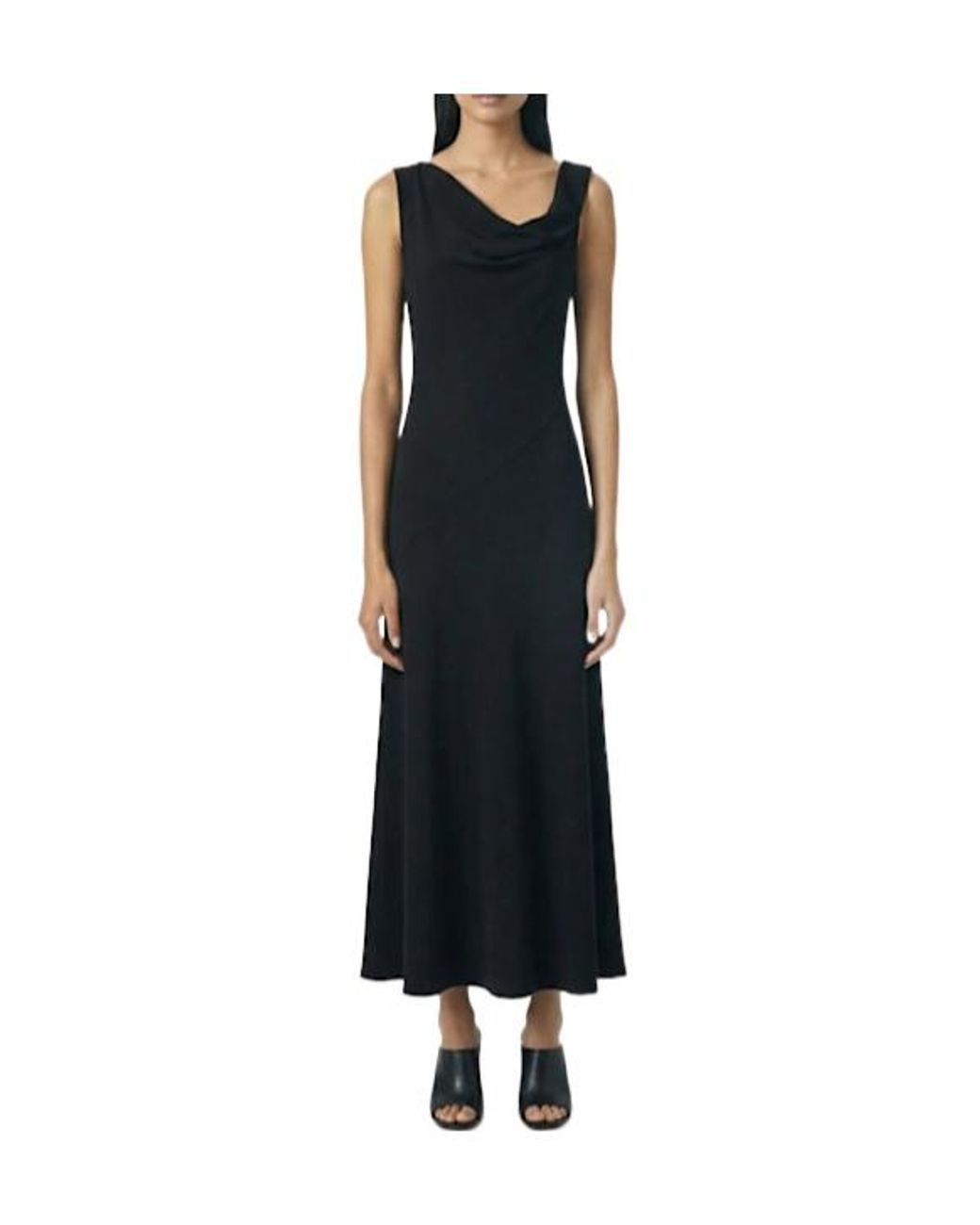 The Row Black Violetta Draped Silk Crepe Long Dress