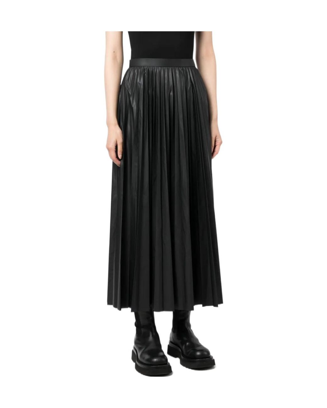 Junya Watanabe Black High-Waist Pleated Skirt
