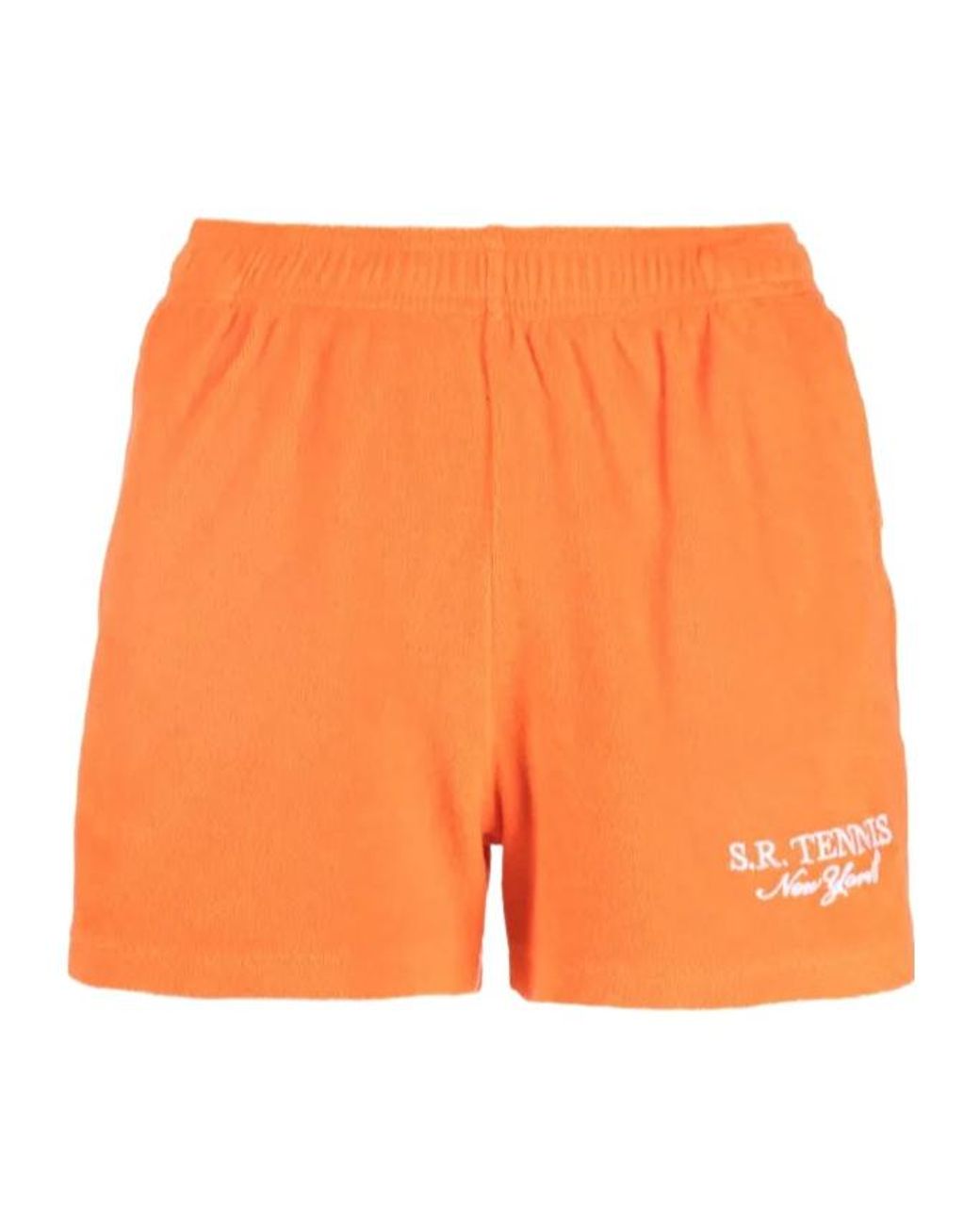 Sporty & Rich Orange Logo-Embroidered Cotton Shorts