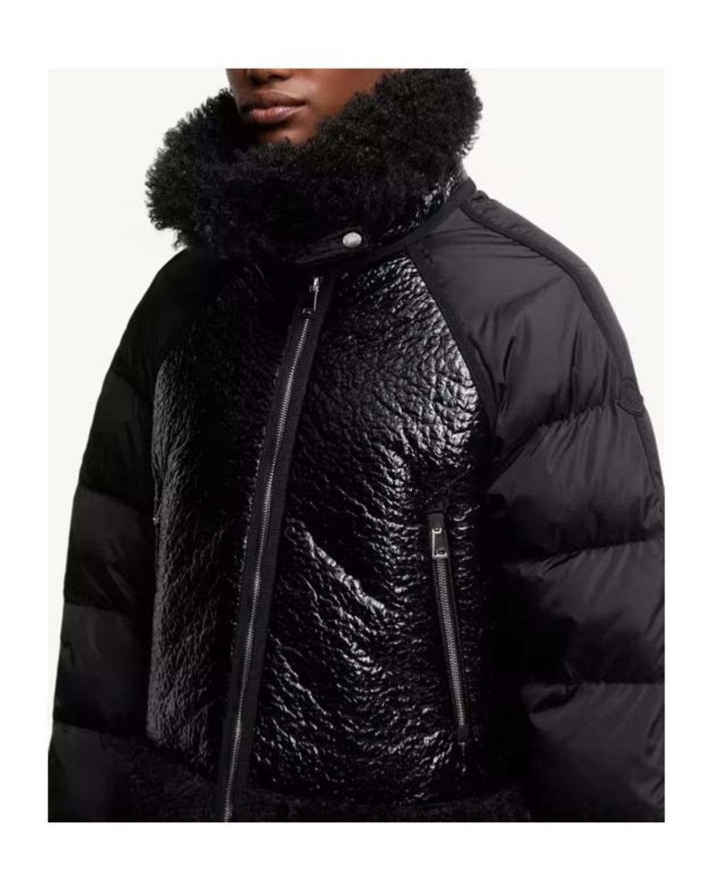 Moncler Black Rubrouk Teddy-Trimmed Short Down Jacket