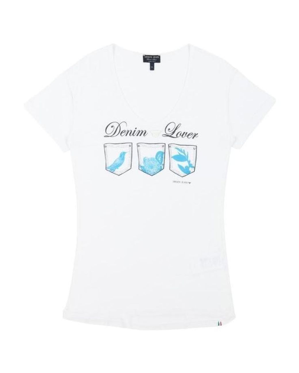 Armani Jeans White Crew-Neck Logo T-Shirt