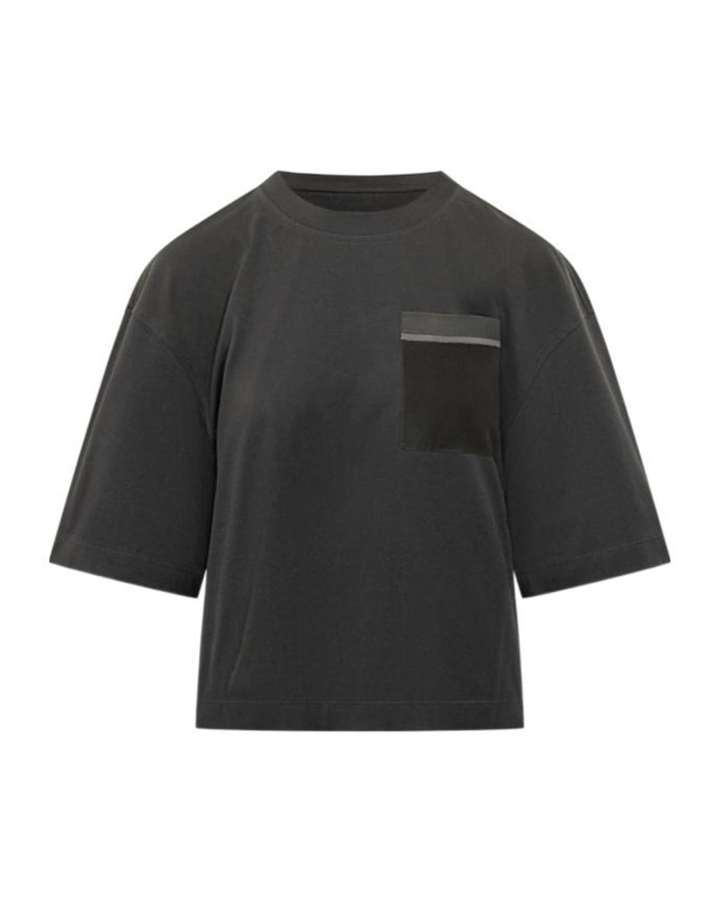 Brunello Cucinelli Black Embellished Pocket T-Shirt