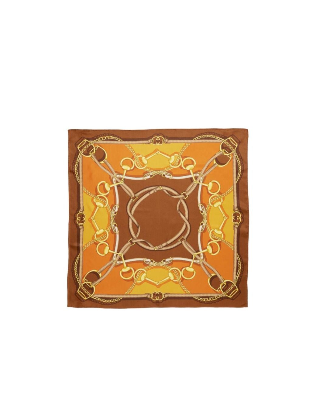 Gucci Orange Reversible Printed Silk Twill Carre